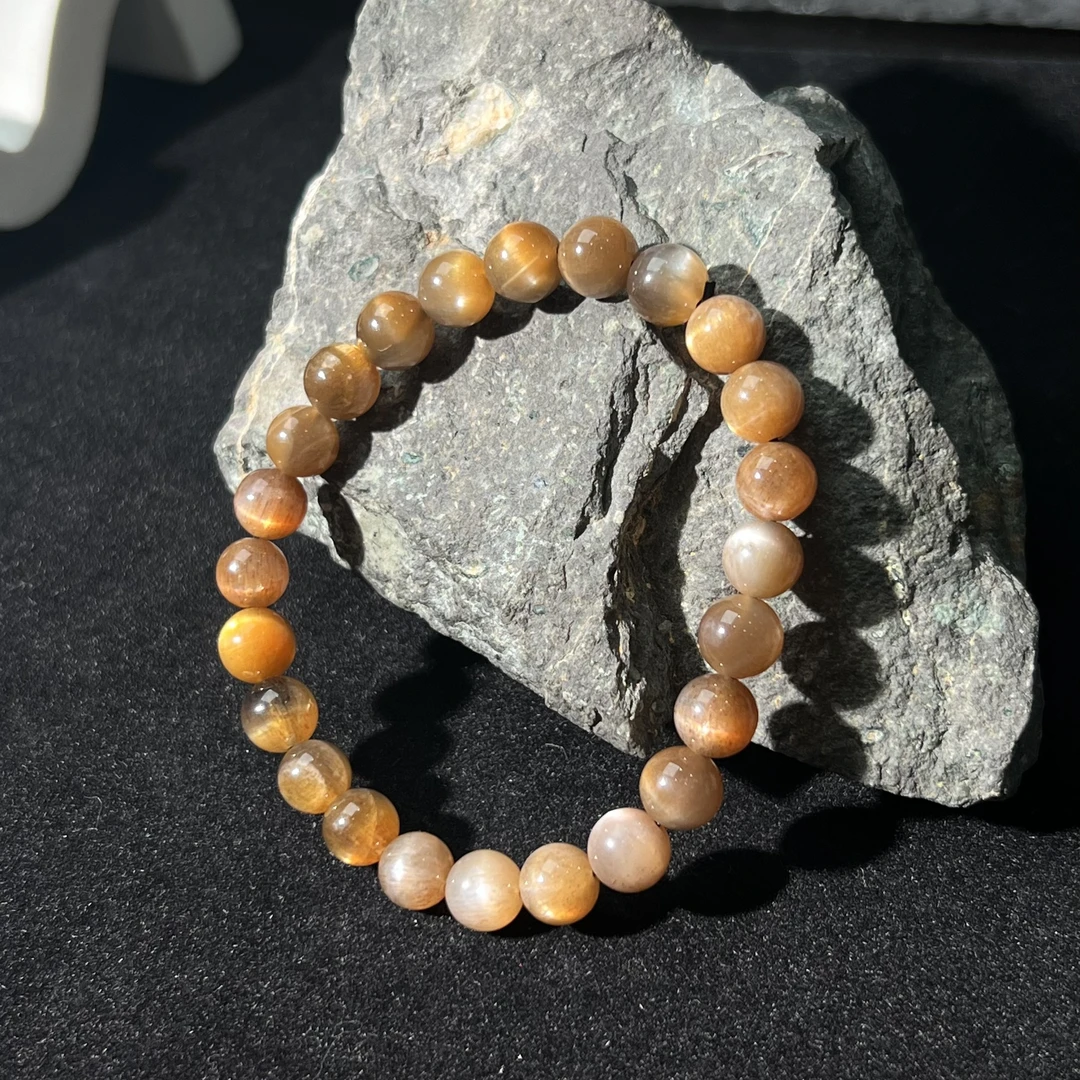 黑金骨干猫眼拉长石手串8mm（猫拉石）  KT24082705