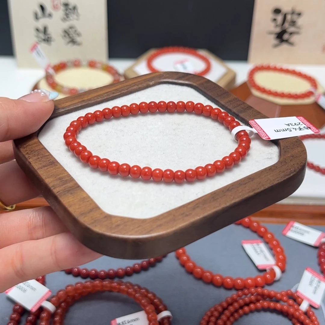 南红玛瑙未镶嵌手串原矿川料柿子红偏辣椒红4.5mm