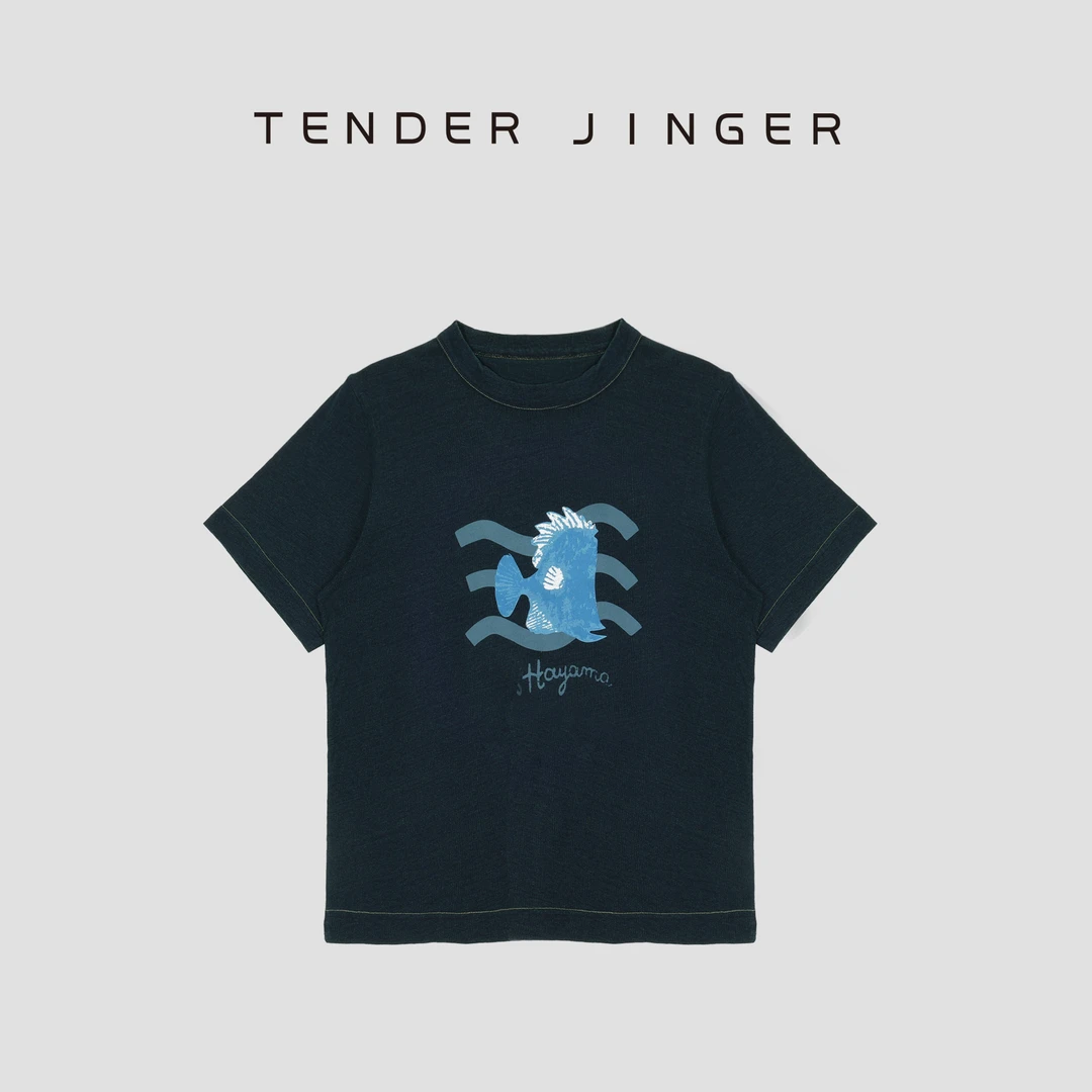 Tender Jinger清爽海洋主题减龄卡通印花纯棉短袖T52FCC30438