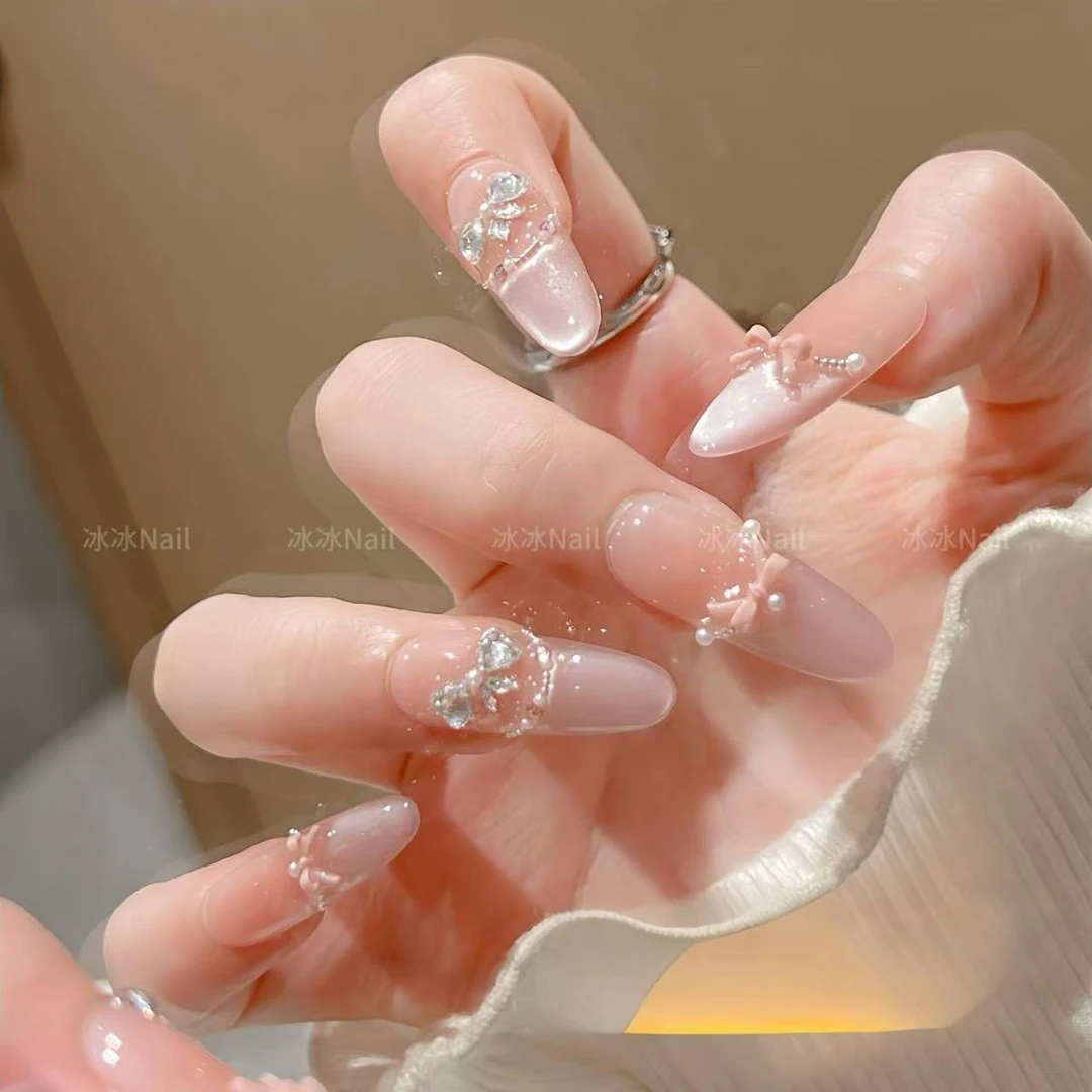 【蝴蝶少女】气质法式温柔高级猫眼手工可拆卸美甲纯手工穿戴甲