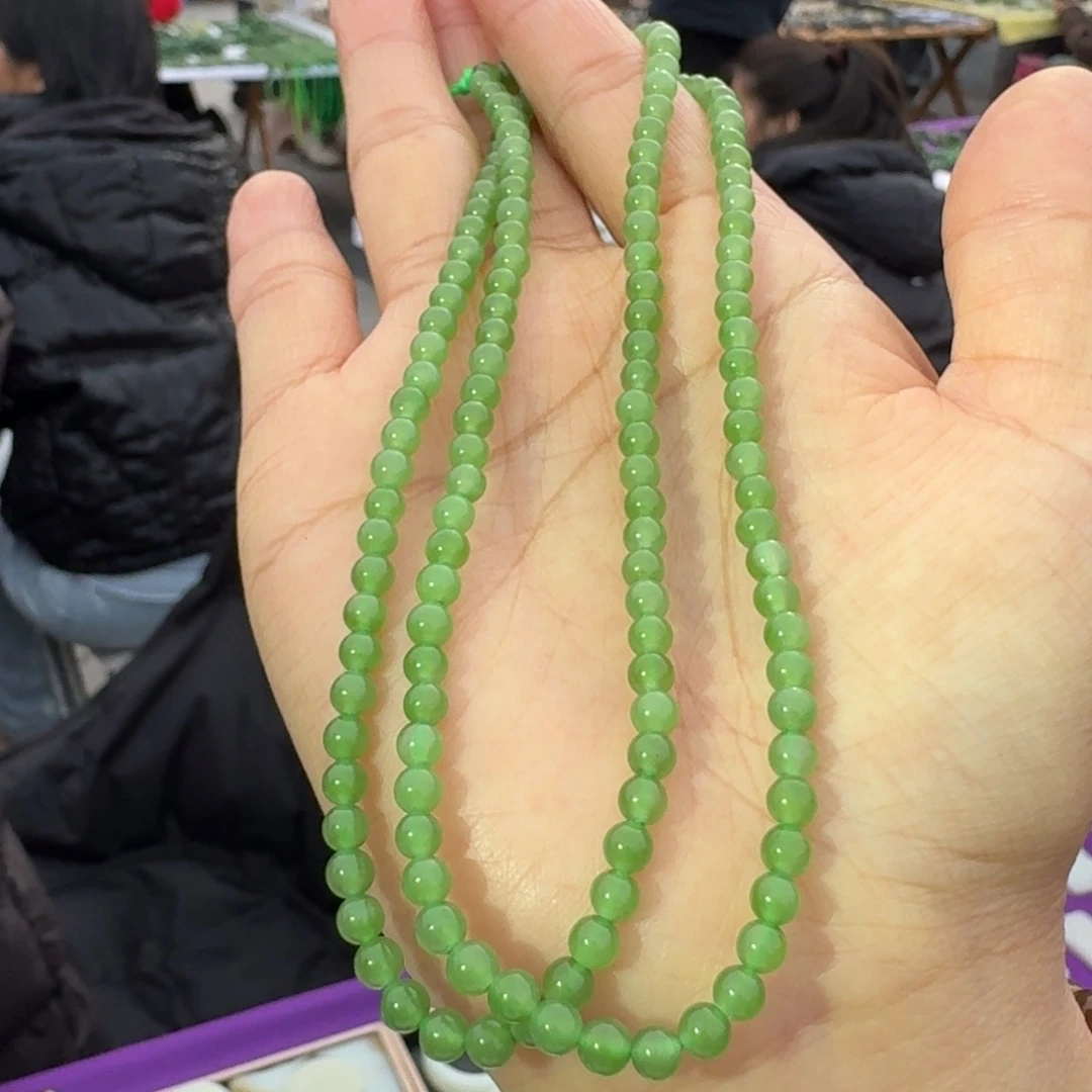 和田玉颈饰未镶嵌卡4果绿李局多样性拍一发一