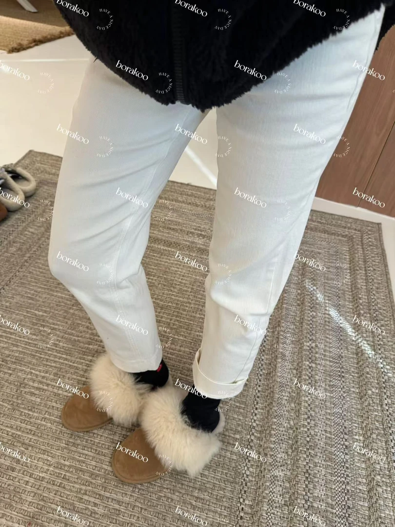 【BORAKOO】营养~不良~白色净版九分烟管牛仔裤