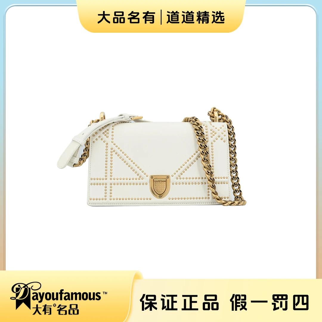 99新 DIOR/迪奥 丨道道丨白金铆钉盾牌链条单肩包