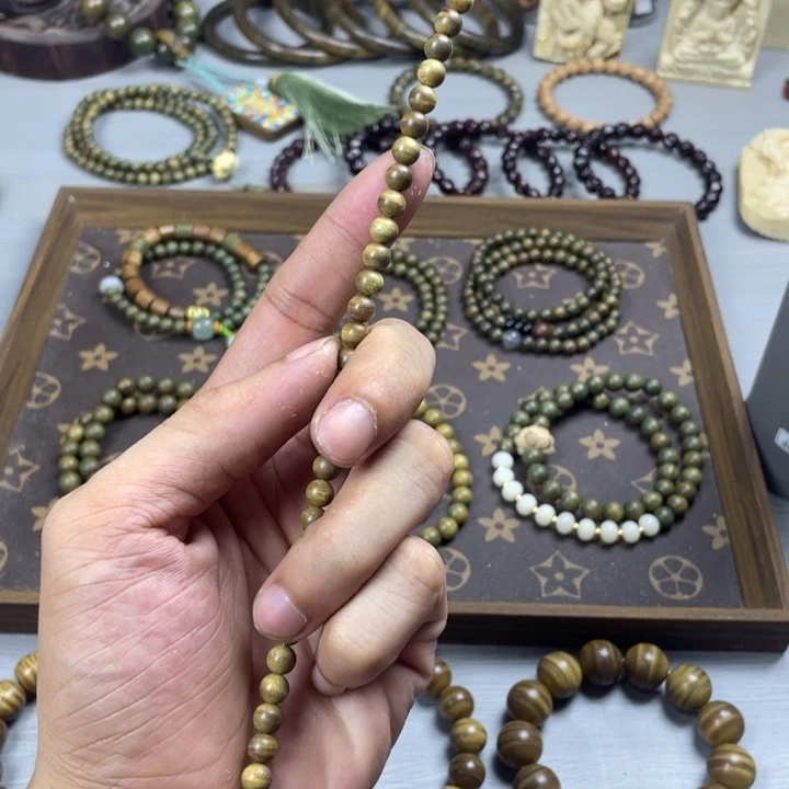 维腊木（绿檀）手串/手链天然无胶无蜡无涂层6/108颗绿檀