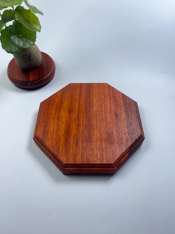 红花梨实木八角底座（一对）整体直径15公分 颜色随机