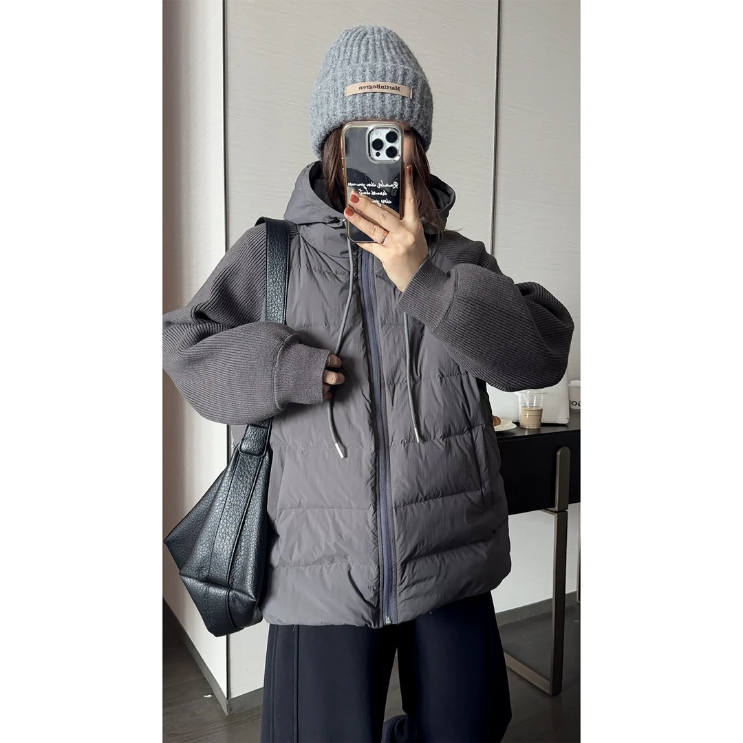 现货大婉酱微胖定制【丛林勘探家】冬90白鸭绒羽绒服拼接上衣 5516D