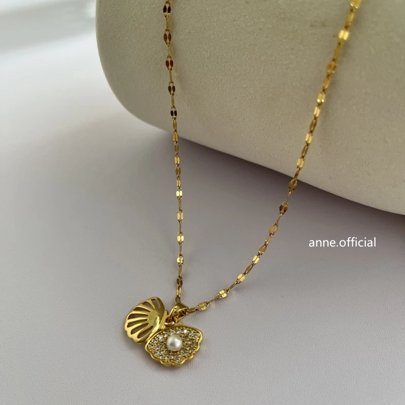 钛钢项链 【X299】轻奢贝壳吊坠项链气质精致法式百搭锁骨链