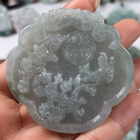 翡翠颈饰未镶嵌喜上眉梢福利