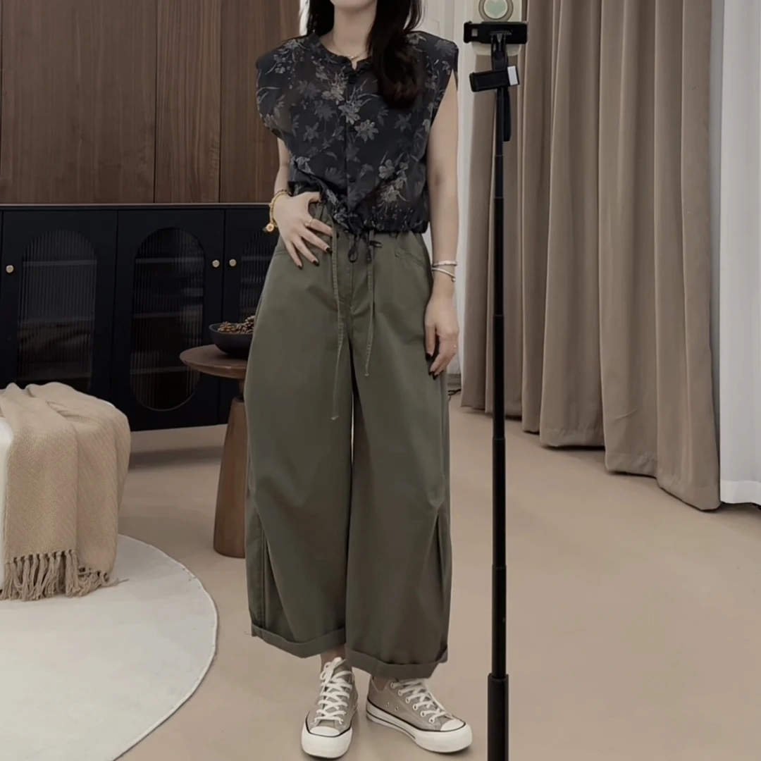 伟丽店3389款【碎花无袖衬衫】夏季新款韩系微透碎花无袖衬衫