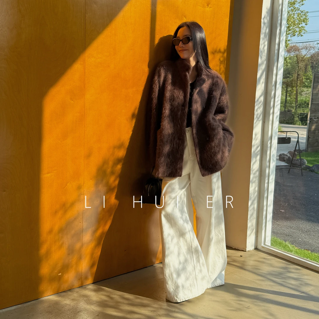 LiHuiEr李慧儿【查拉图岛】2025秋季慵懒松弛感深咖色大衣LL0251164