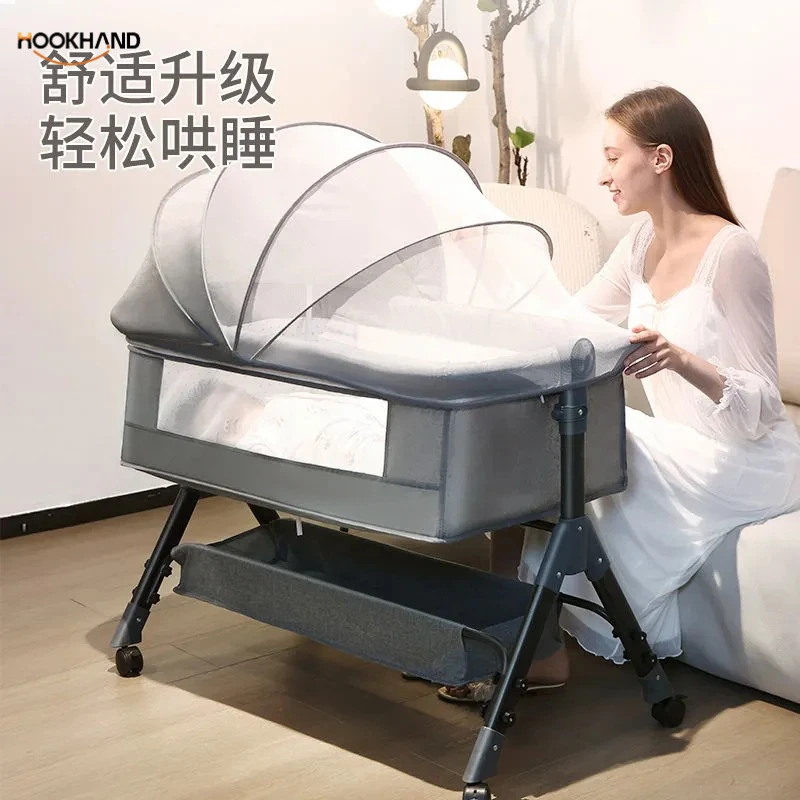 婴儿床新生儿床边床拼接大床宝宝bb摇篮床能移动可折叠儿童床