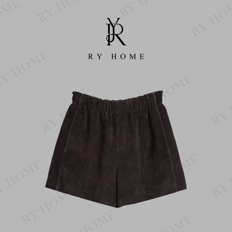 【容雨RYHOME】100%绵羊皮复古做旧麂皮绒百搭短裤253K2735
