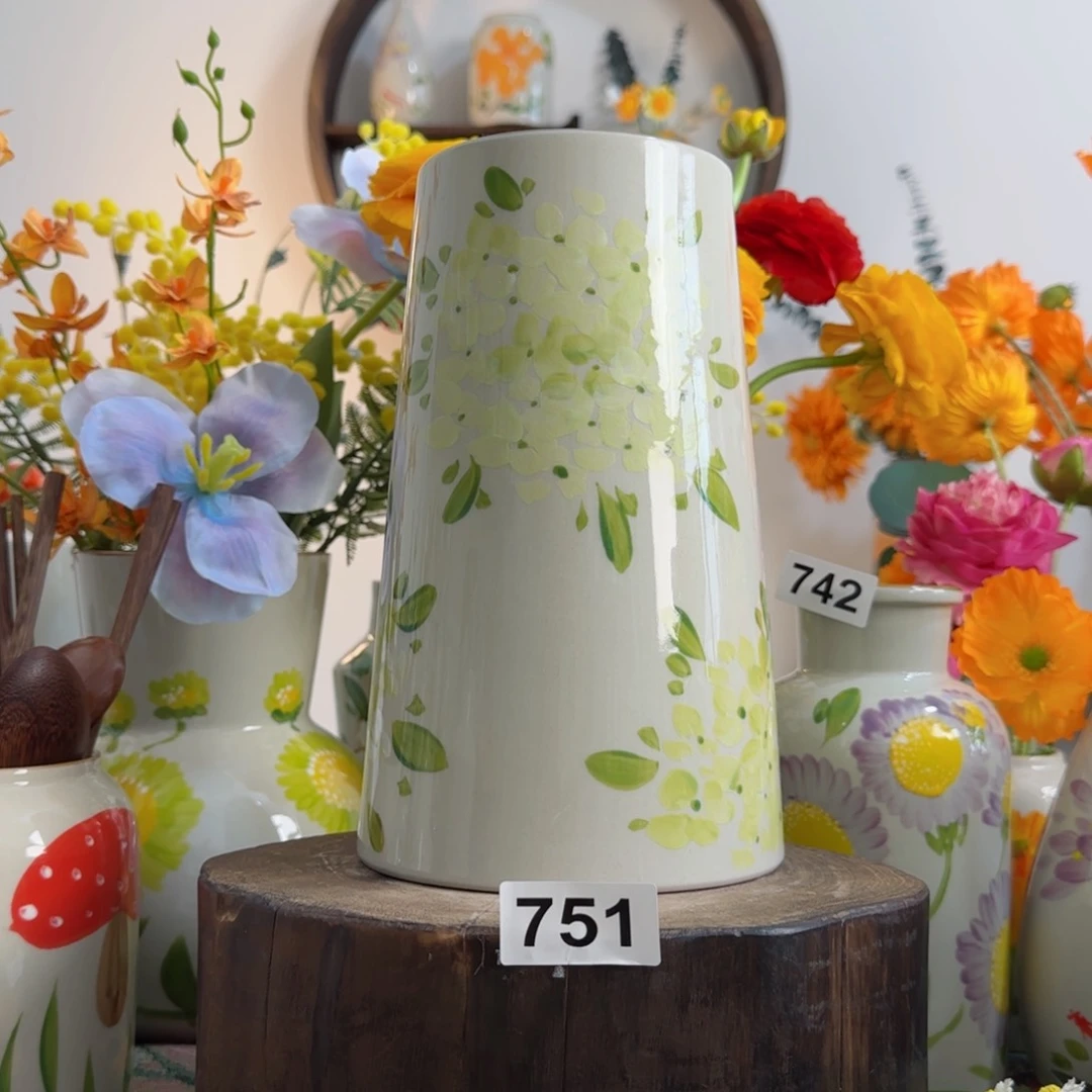 摆件景德镇陶瓷手绘小花瓶摆件无孔