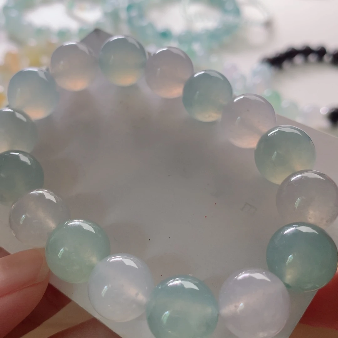 未镶嵌手链翡翠天然翡翠卡12.5马卡龙手串