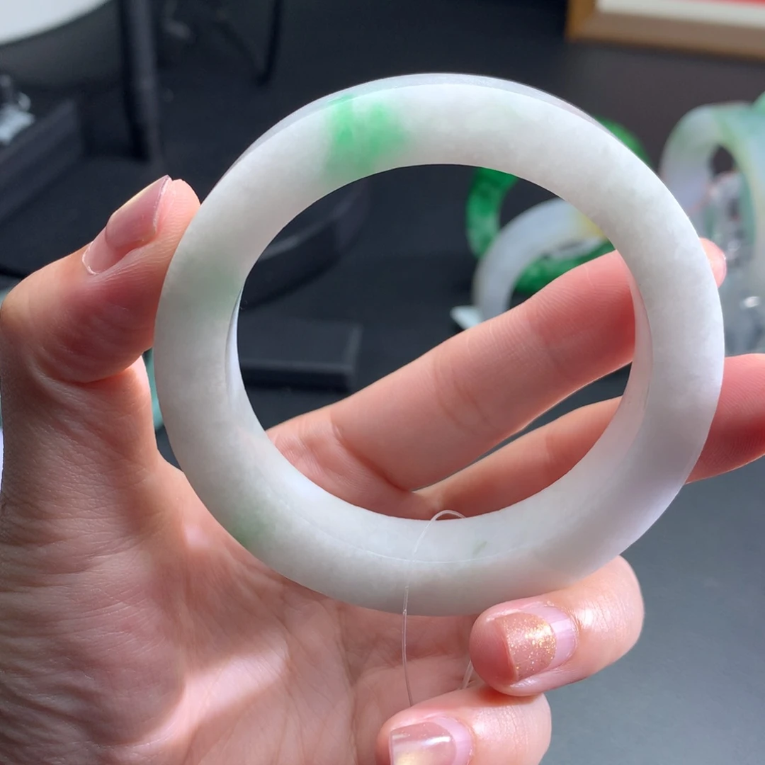 定制翡翠未镶嵌翡翠10号58-60白底青