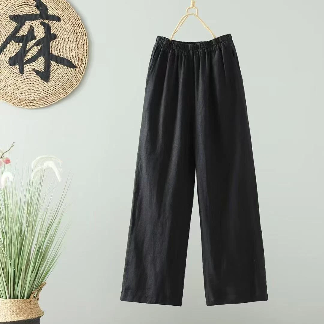 纯亚麻女装休闲裤直筒裤百搭舒适
