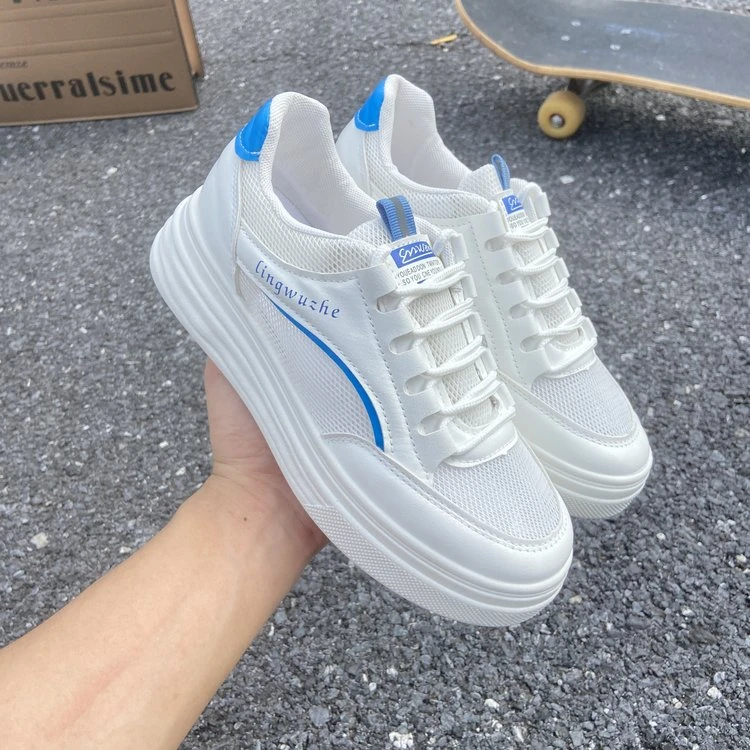 潮鞋休闲白鞋夏季鞋系带女子耐磨橡胶运动鞋低帮（帮高小于10cm)