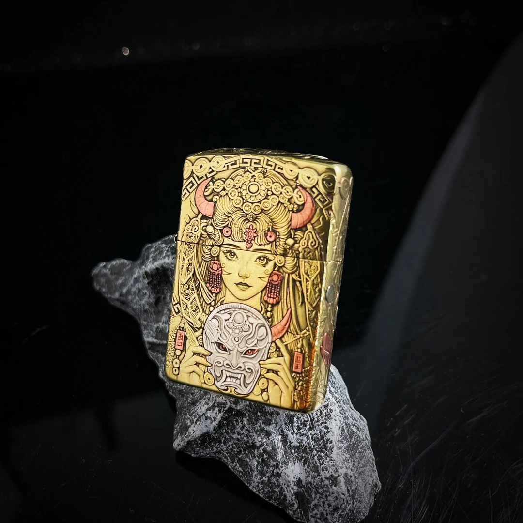 zippo打火机正品/黄铜盔甲扎基拉姆镶嵌浮雕男士收藏DYJ1