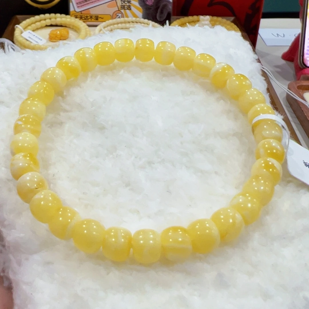 蜜蜡手链未镶嵌7m 白花老型福利未品控