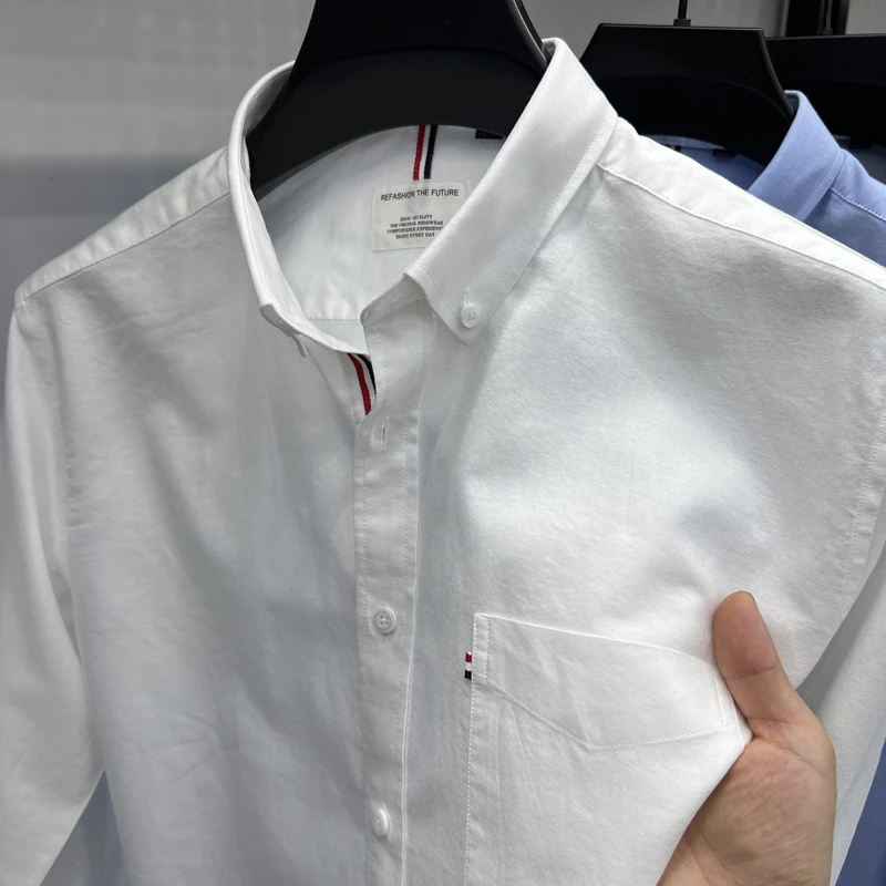 BOY NORMAN100%纯棉外贸商务衬衫男士春秋长袖上衣牛津纺休闲衬衣