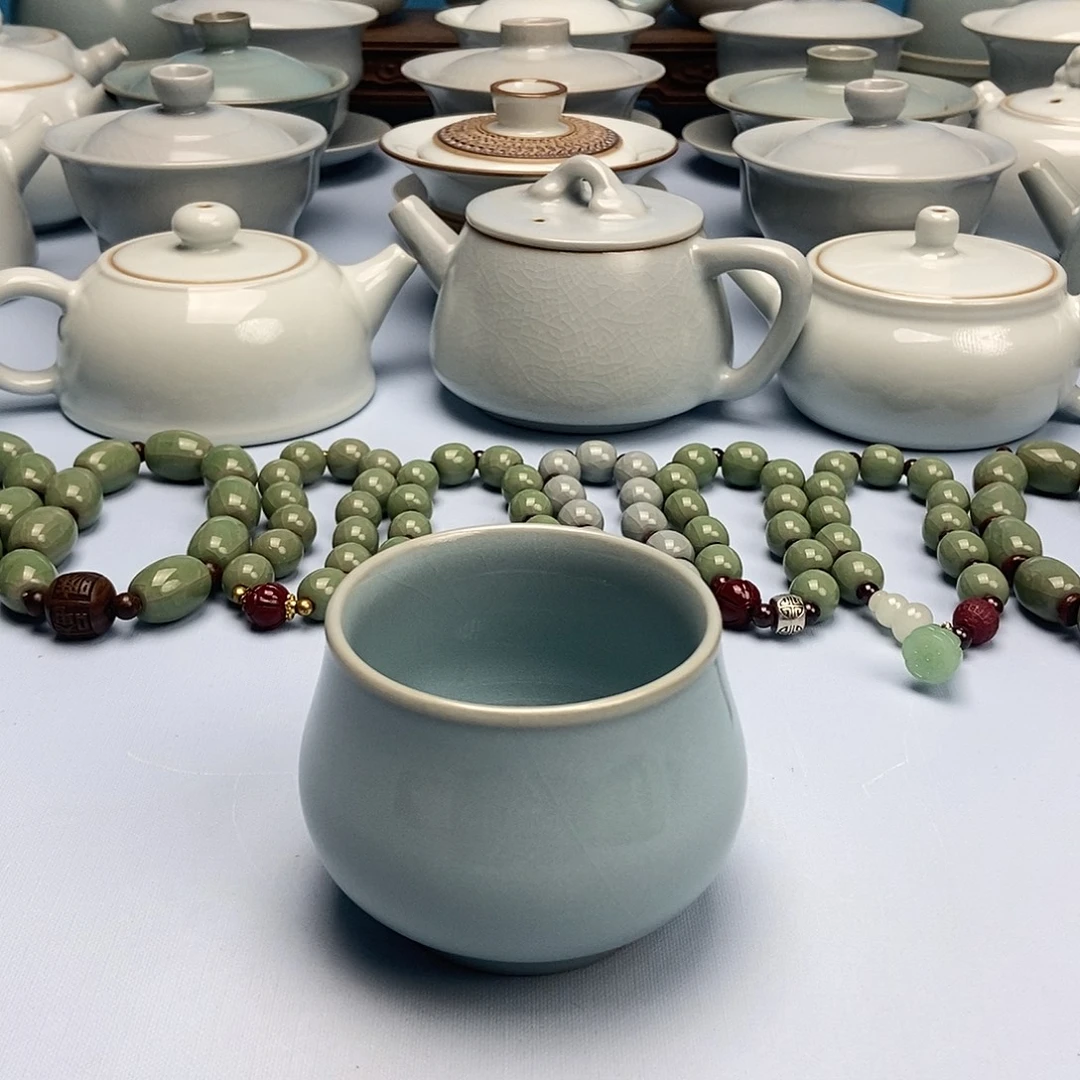 杯天青微蓝卢施杯原矿原釉原产地