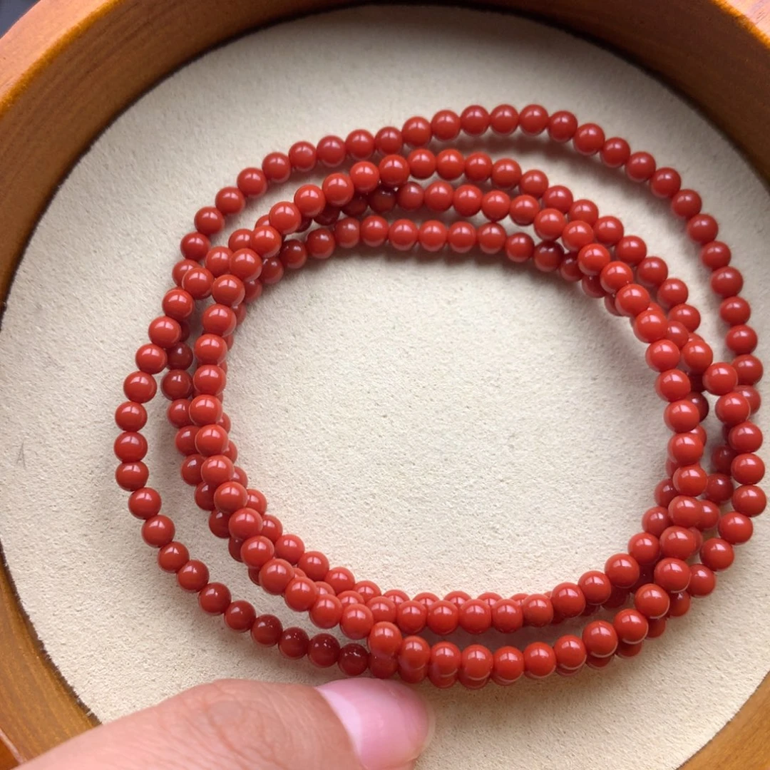 鸡***壳南红玛瑙未镶嵌保山天然原矿南红3mm+官坡锦红小多圈