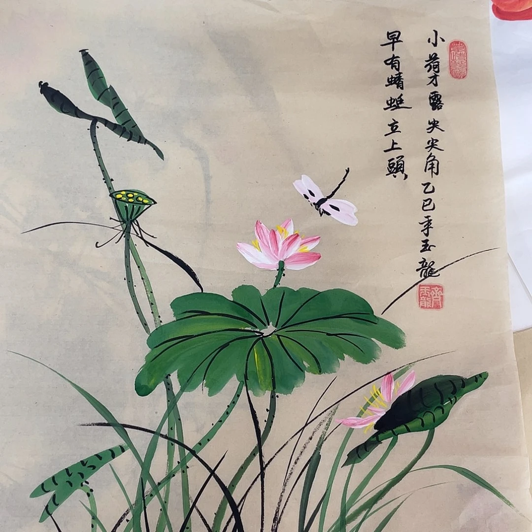国画国画作品书法作品原稿荷花蜻蜓