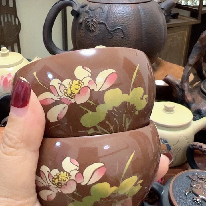 壶建水紫陶亮光主人杯