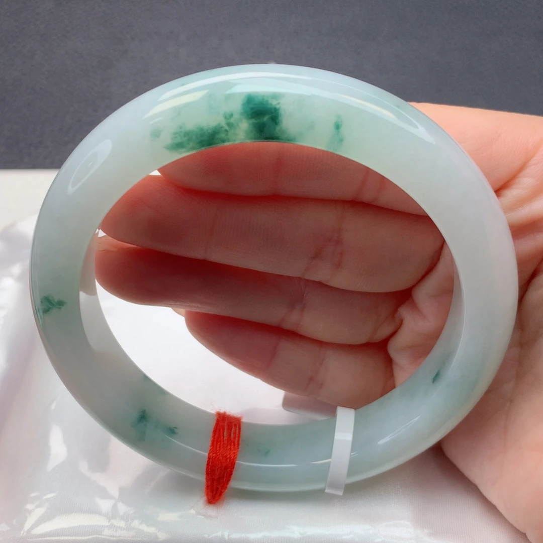 翡翠未镶嵌手镯61-62糯冰飘花