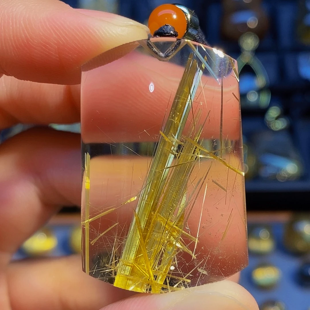 水晶颈饰未镶嵌天然钛晶无事牌吊坠