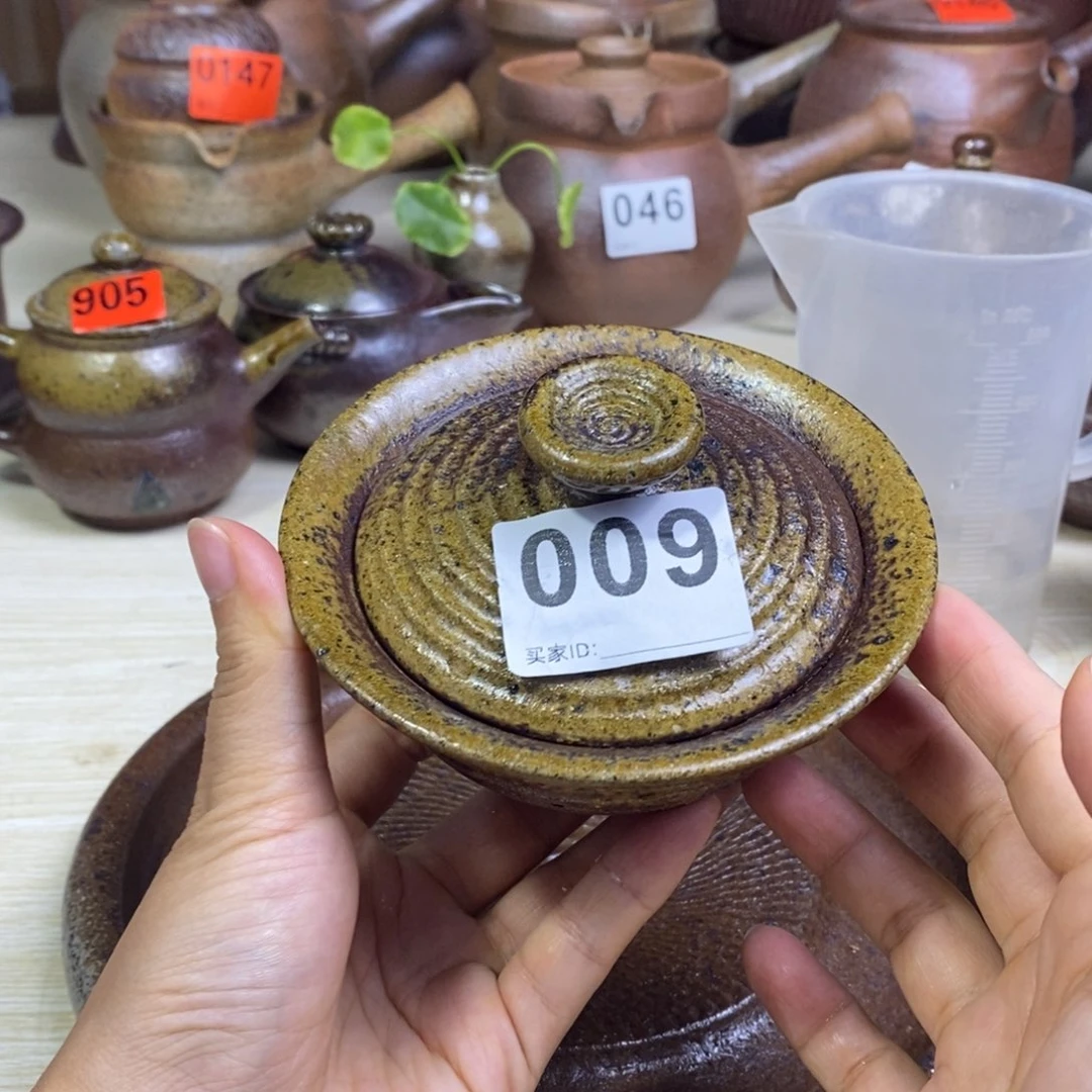 柴烧粗陶小乔盖碗一物一拍150