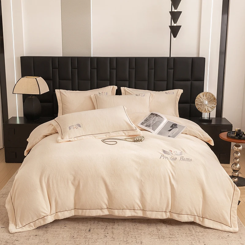 不老的爷爷2025新款加厚保暖全消光雪糕绒四件套zb床上用品FLY