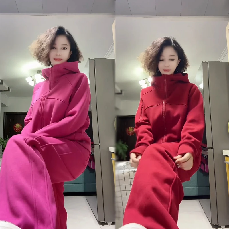 SRSS【3925】洋气简约连帽拉链上衣+抽绳长裤2025秋季新款两件套