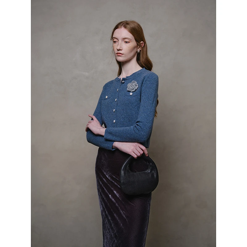 Mix Selection｜小香风2.0 羊毛小香风针织开衫别针花朵MSDJW1026