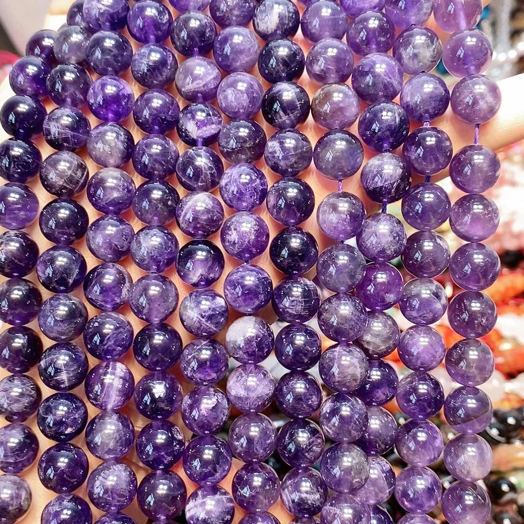 玛瑙/玉髓散珠天然紫水晶11mm一条