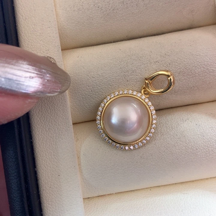 银S925镶嵌颈饰拼合珍珠（马贝珠）