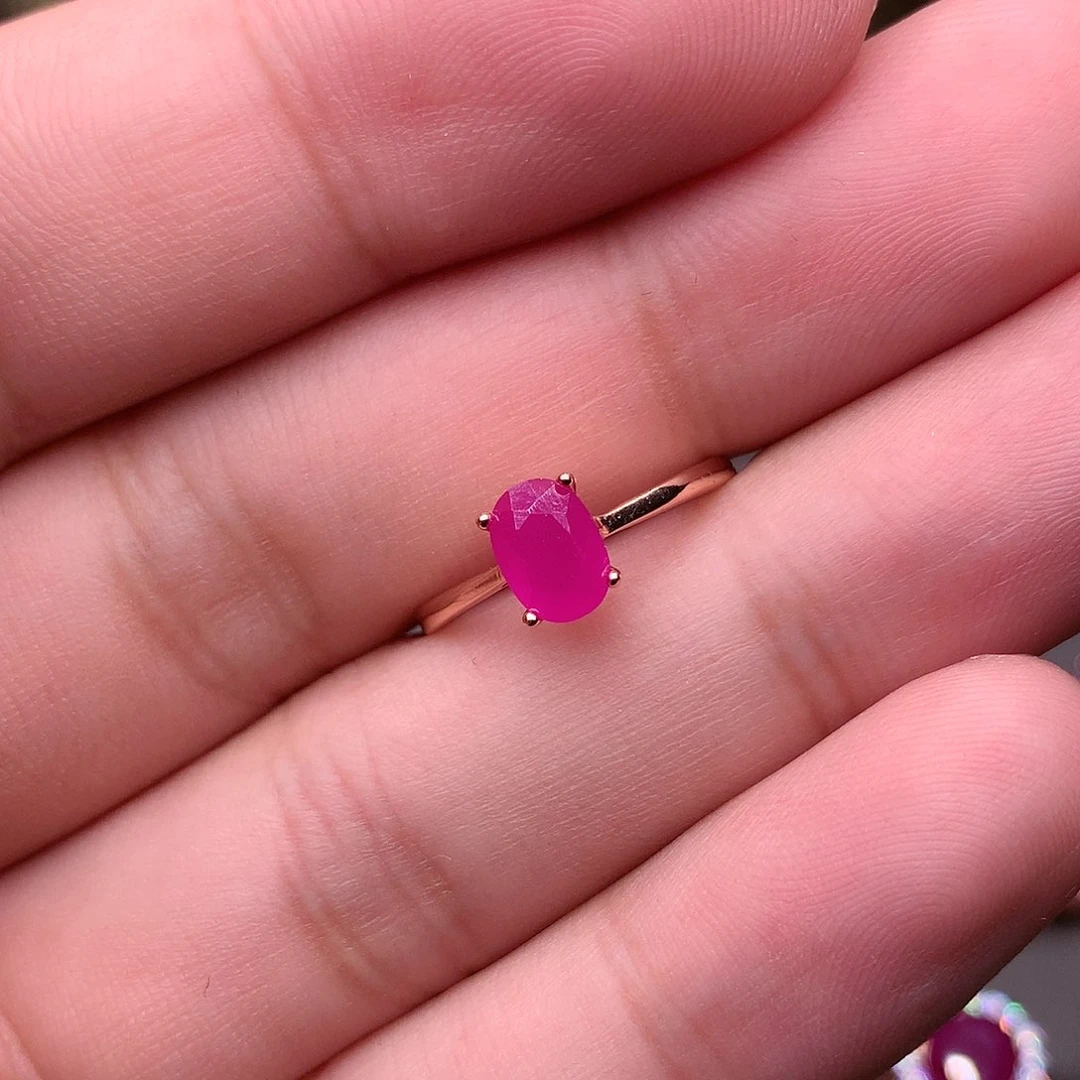 红宝石戒指银S925镶嵌