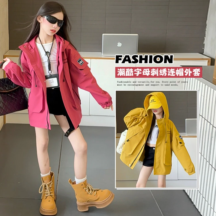 【贝贝优品】秋季2025新款女童装D&2869款立体口袋冲锋衣