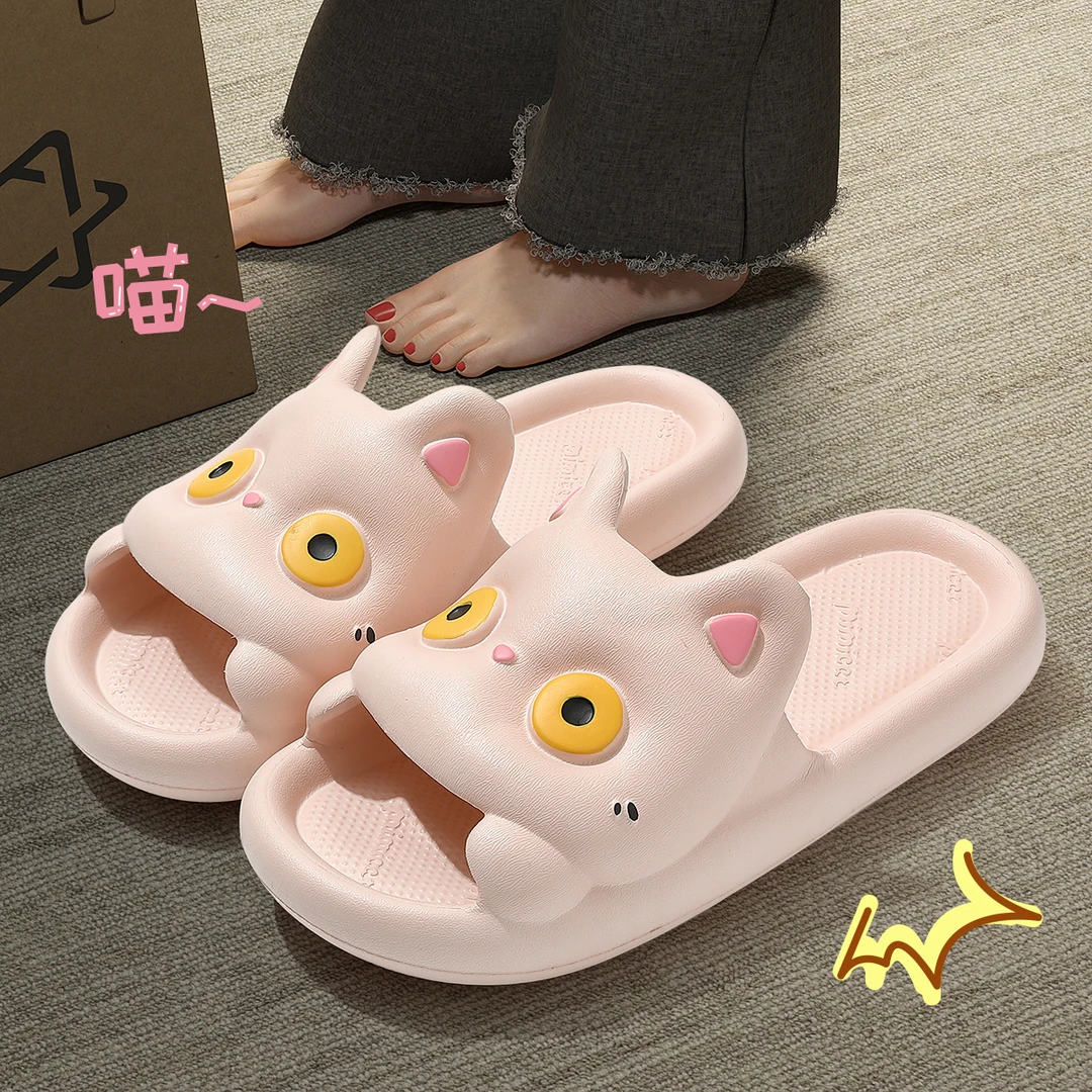 猫力 韩版ins卡通小猫拖鞋女士2025夏季新款学生创意外穿防滑拖鞋