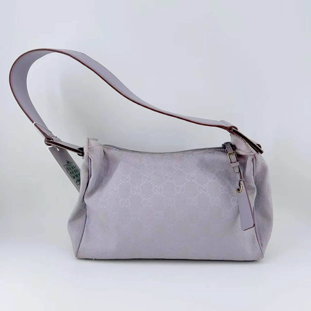 95新 GUCCI/古驰  紫色印花帆布腋下包 1670 2789