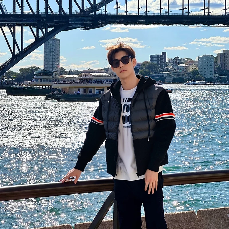 男潮流设计感小众拼接羽绒服修身显瘦款男士秋冬爆款2025新款正品