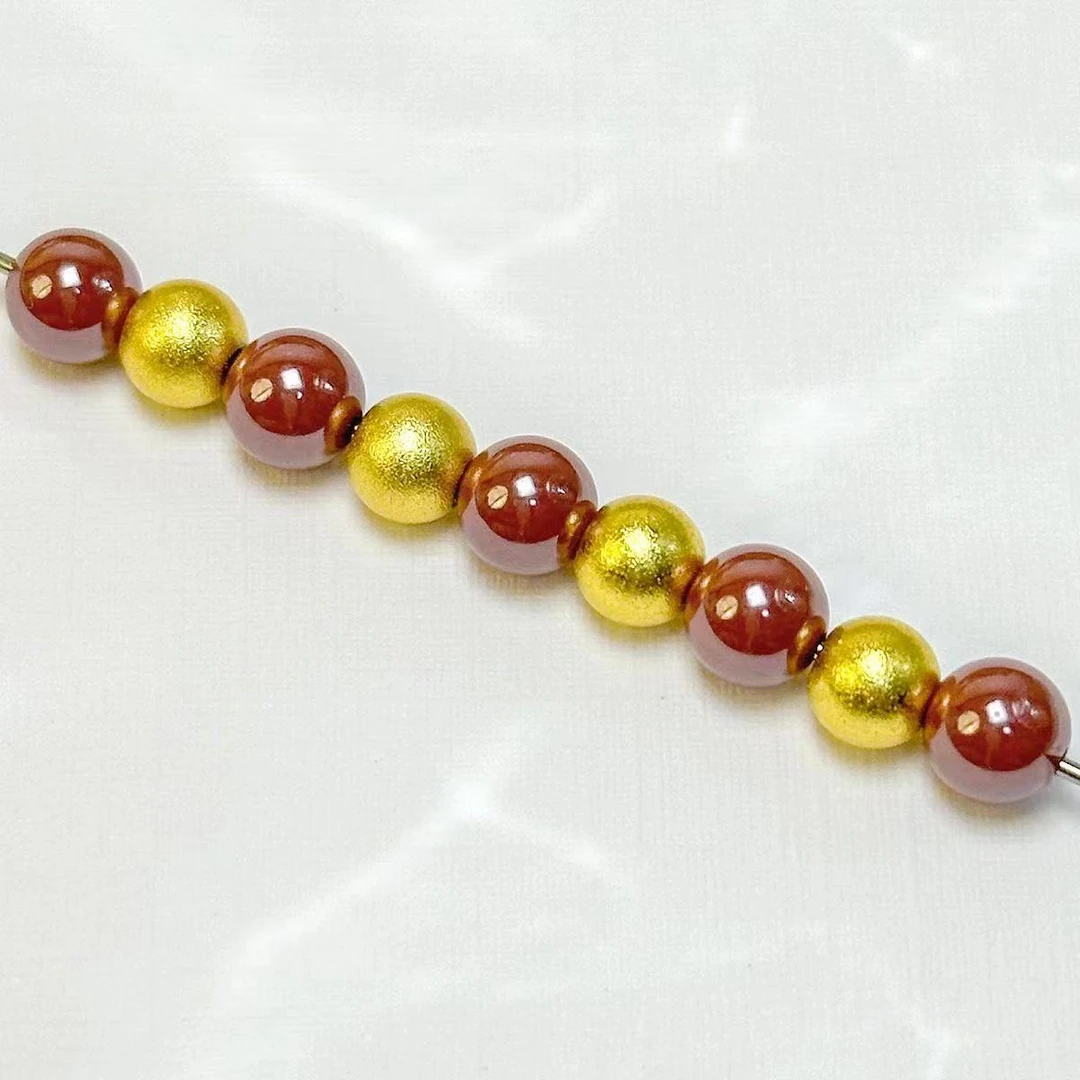 #沐楠专享#黄金金珠玉髓圆珠自由搭配（拍五赠三）