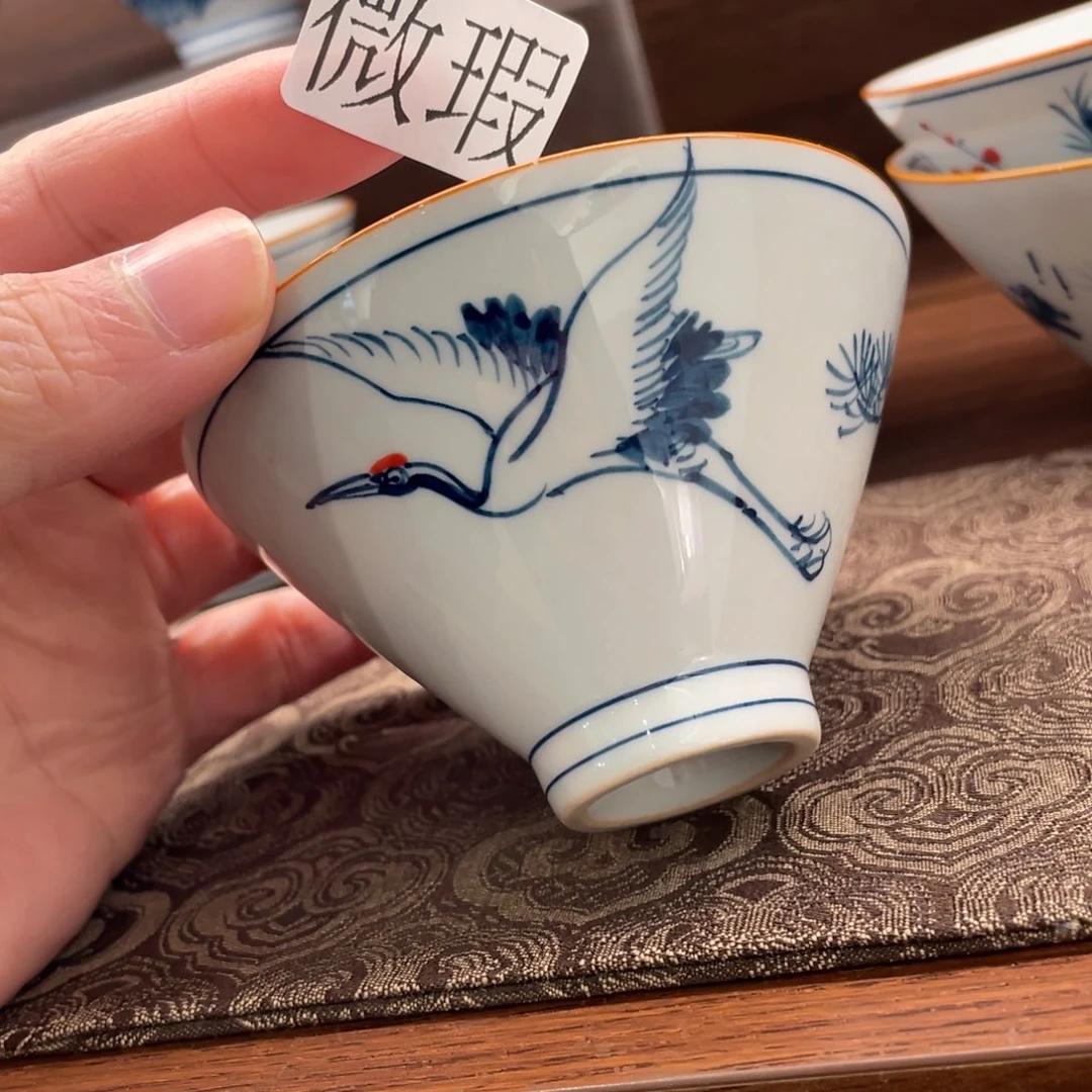 釉下手绘茶具微瑕