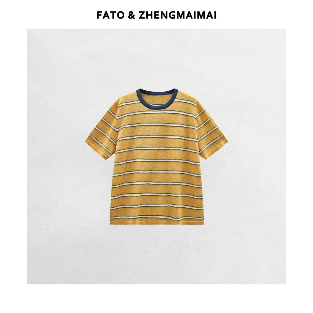 fattonny【郑买买】柠檬糖 夏季新款老钱风时尚条纹短袖 SY50606M1