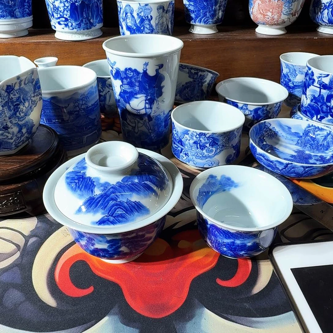 ****源泥塑山水套装手工手绘