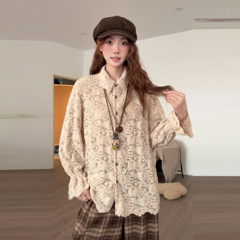 大码女装韩系设计感长袖衬衫女秋季衬衣胖MM遮肉显瘦上衣71821