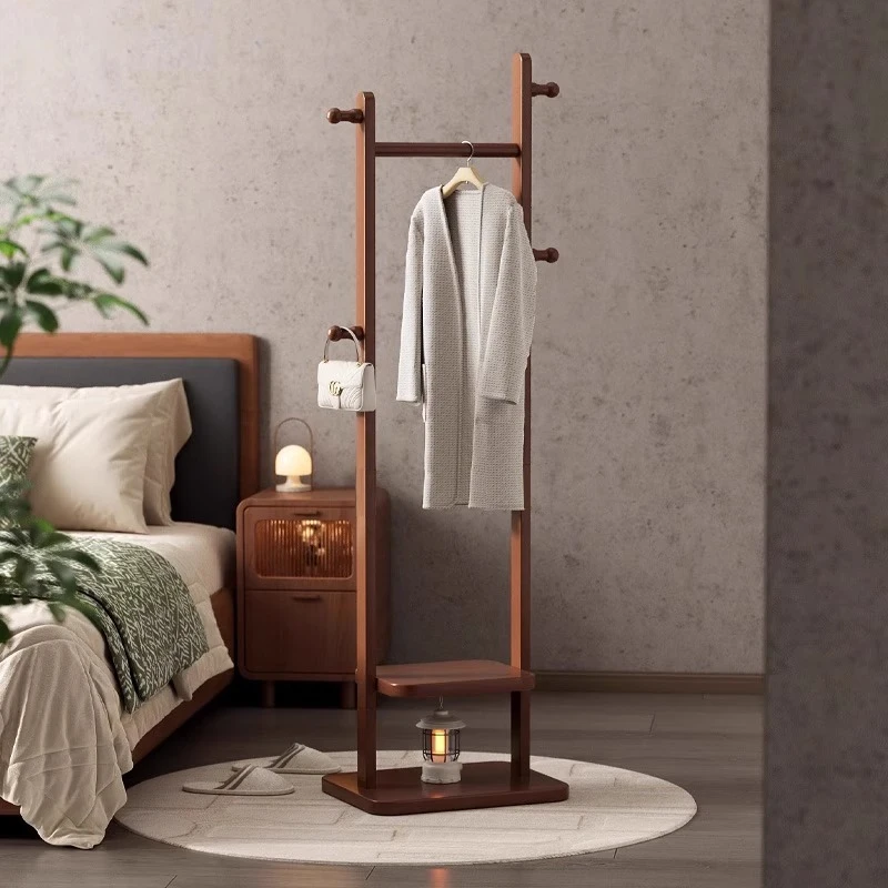 实木挂衣架落地式卧室衣帽架家用房间室内入门挂衣服木质晾衣架子