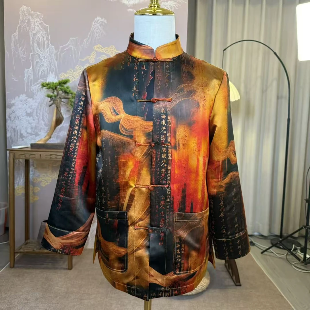 2025秋季新款香云纱孔夫子重锻男士长袖上衣 新中式唐装