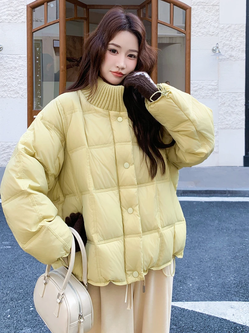 日系简约针织立领棉服女冬季2025新款超好看时尚加厚面包服外套潮