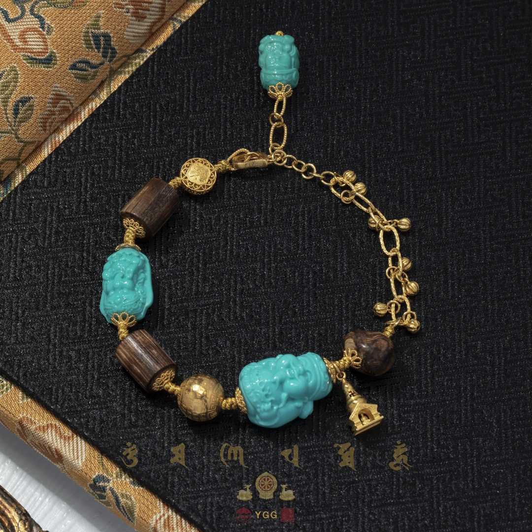 员格格【孤品】18K金/绿松财老爷手链/GPLRCF867